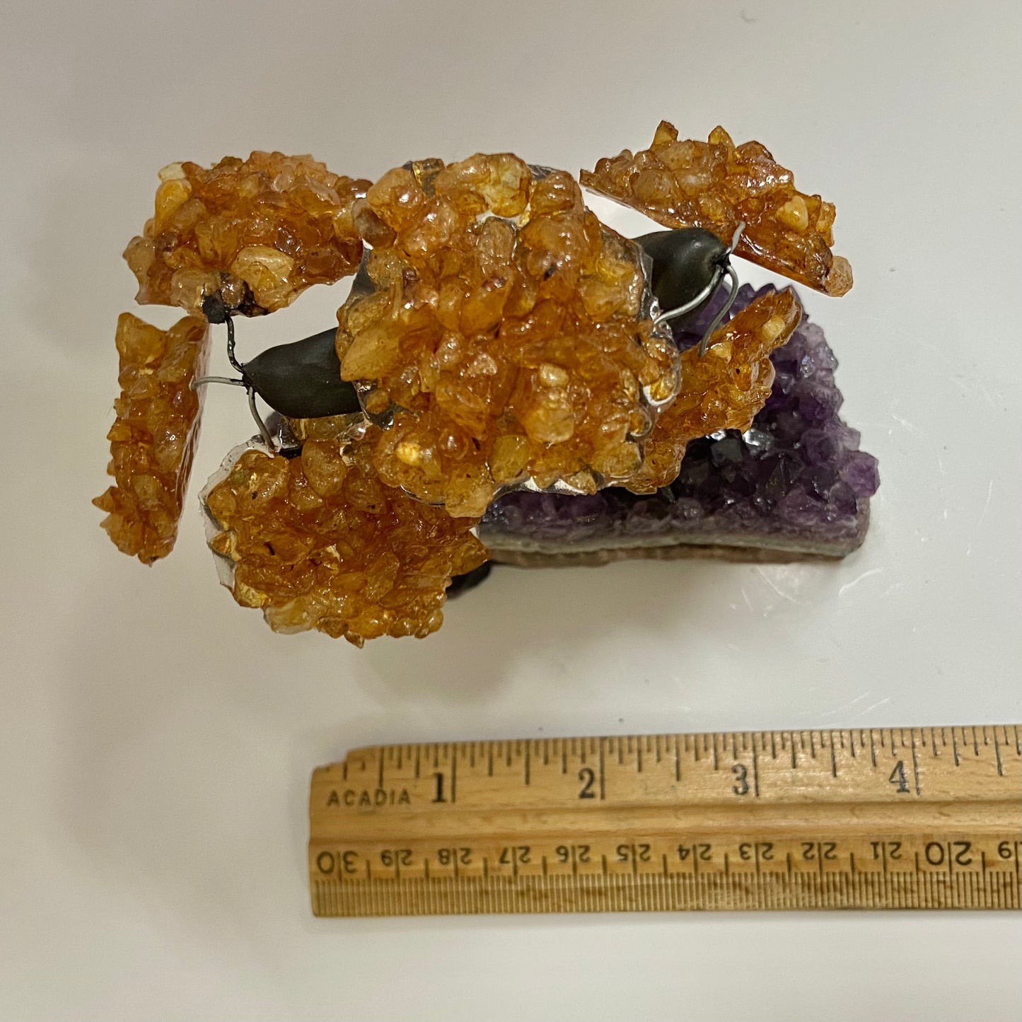 Citrine Gem Tree on Amethyst Base