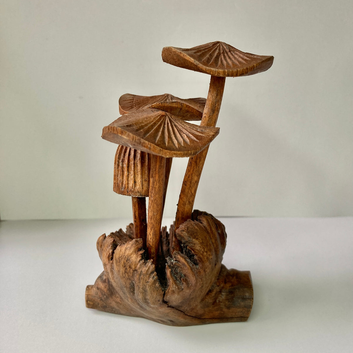 Wood Carving. Making a Wooden Mushroom with Bird 