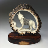 Moose Antler Wolf Carving
