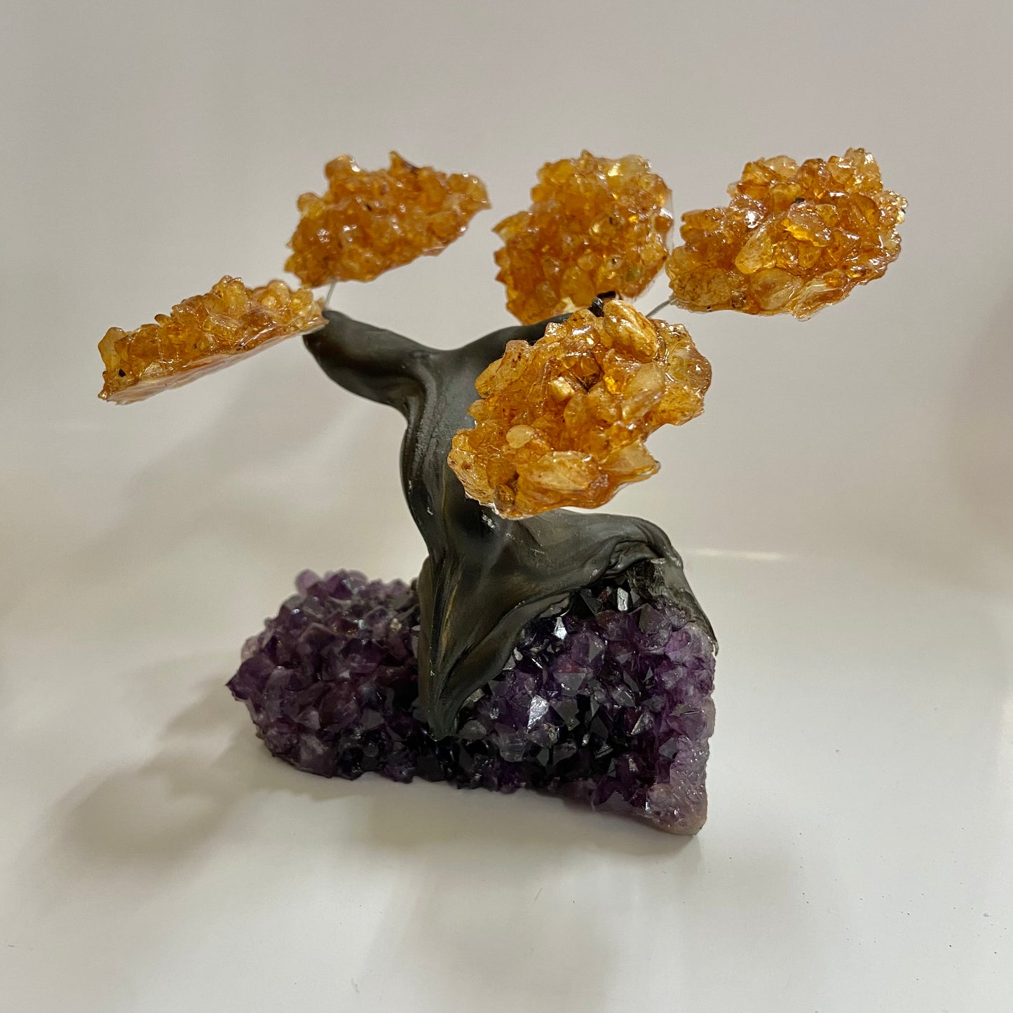 Citrine Gem Tree on Amethyst Base