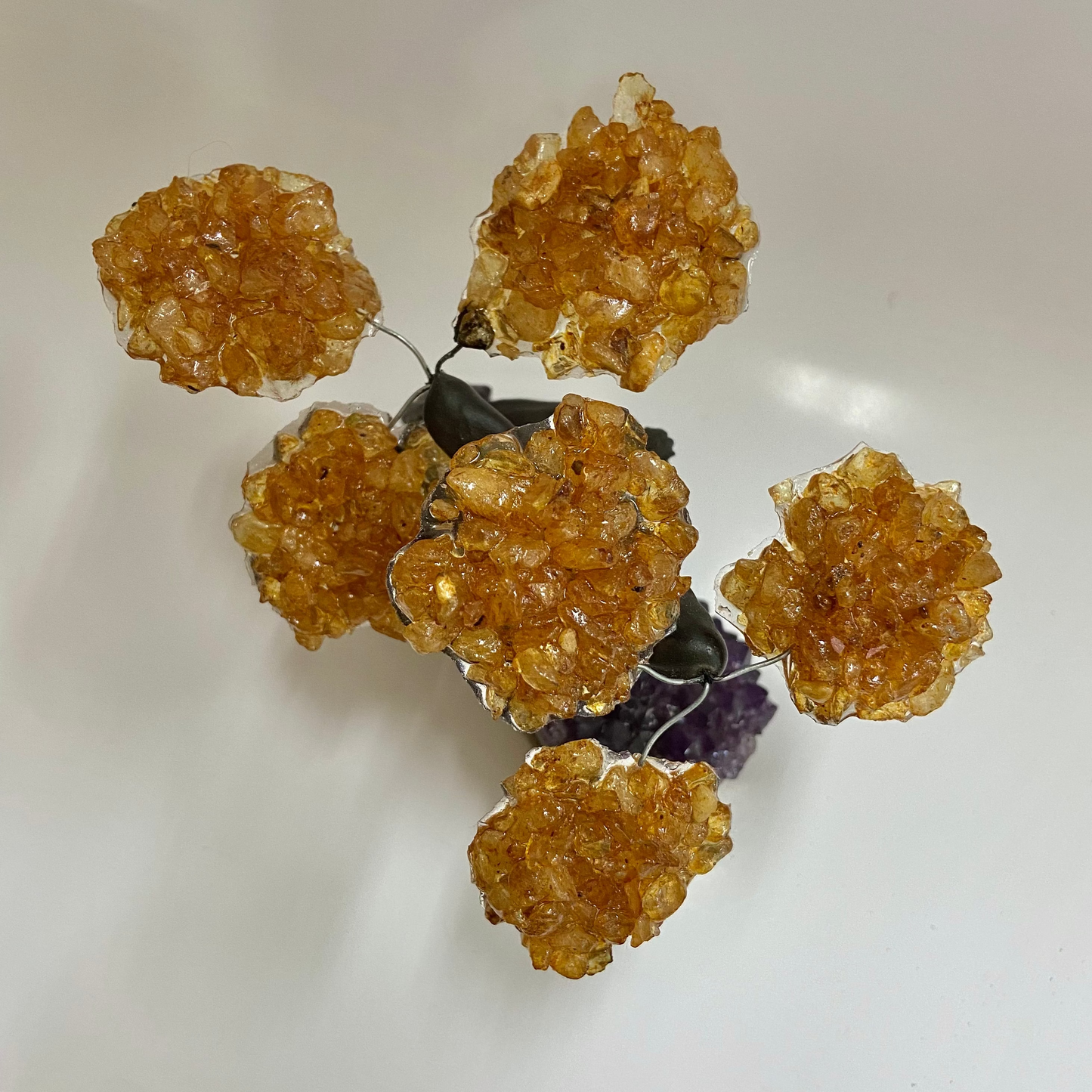 Citrine Gem Tree on Amethyst Base