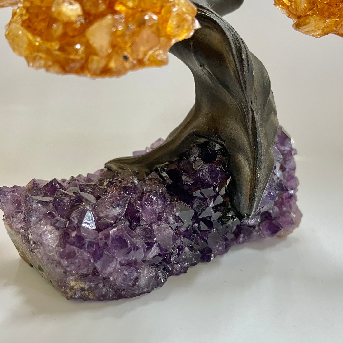 Citrine Gem Tree on Amethyst Base