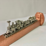Pewter Figurines and Pyrite on Railroad Spike