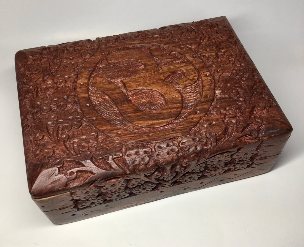 Carved Wooden Om Symbol Box – Past & Present Science and Nature Store