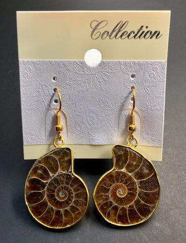 Gold-Plated Ammonite Earrings