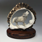 Moose Antler Wolf Carving