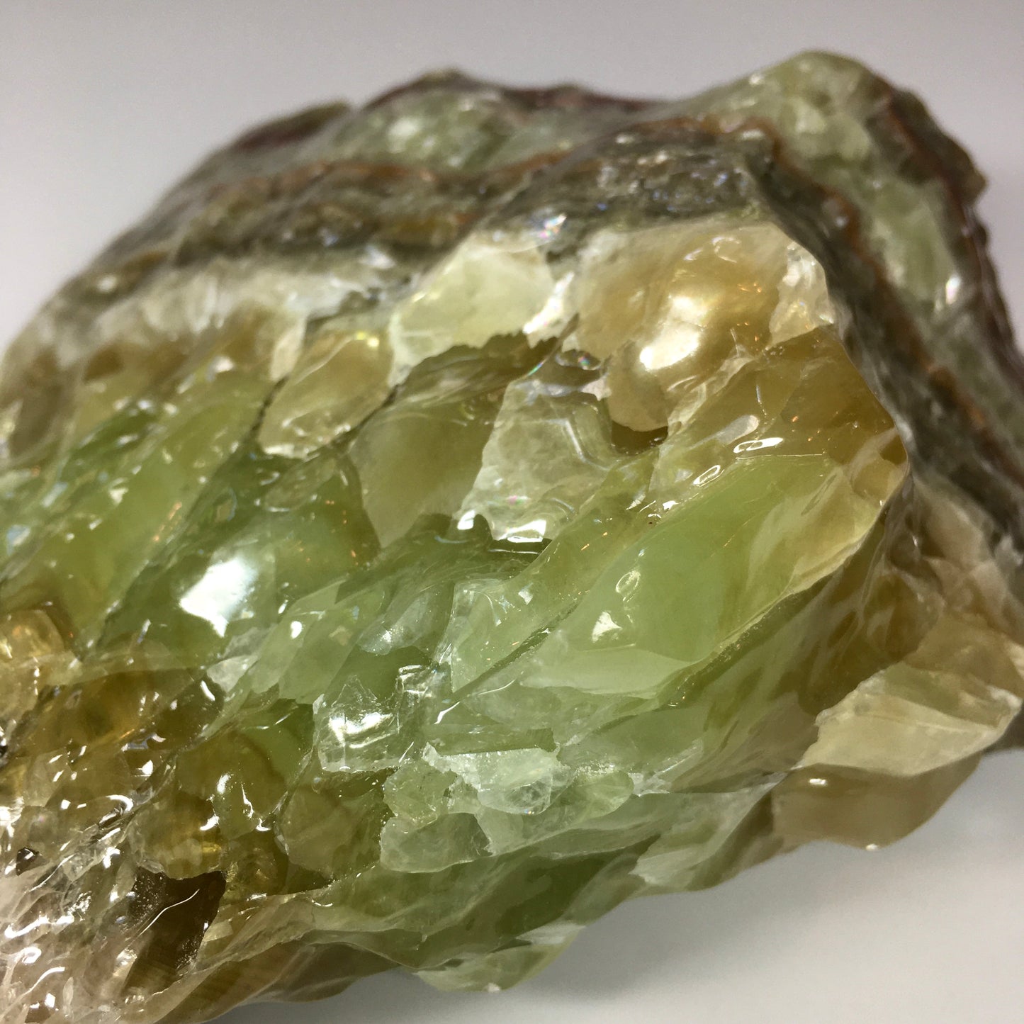 Large Raw Green Banded Calcite Crystal