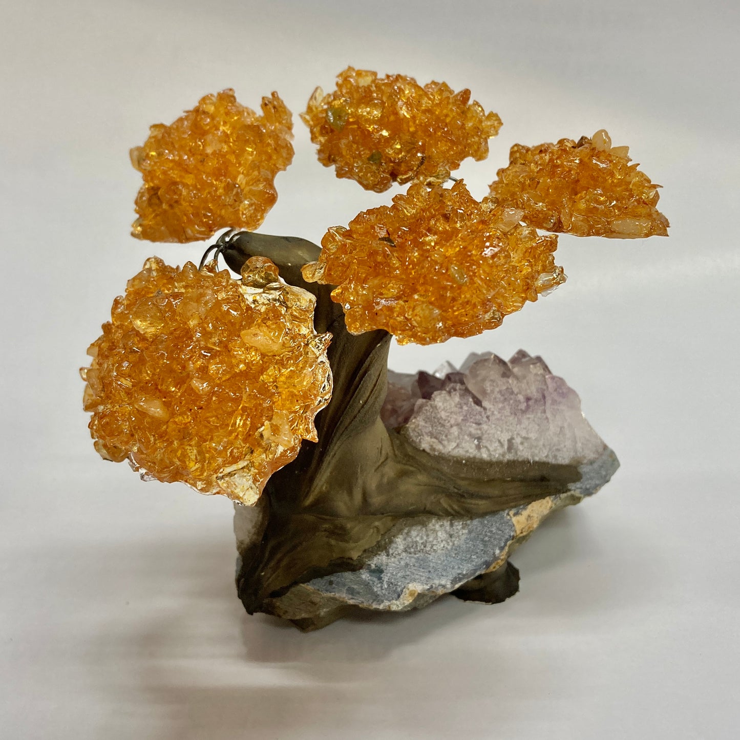 Citrine Gem Tree on Amethyst Base