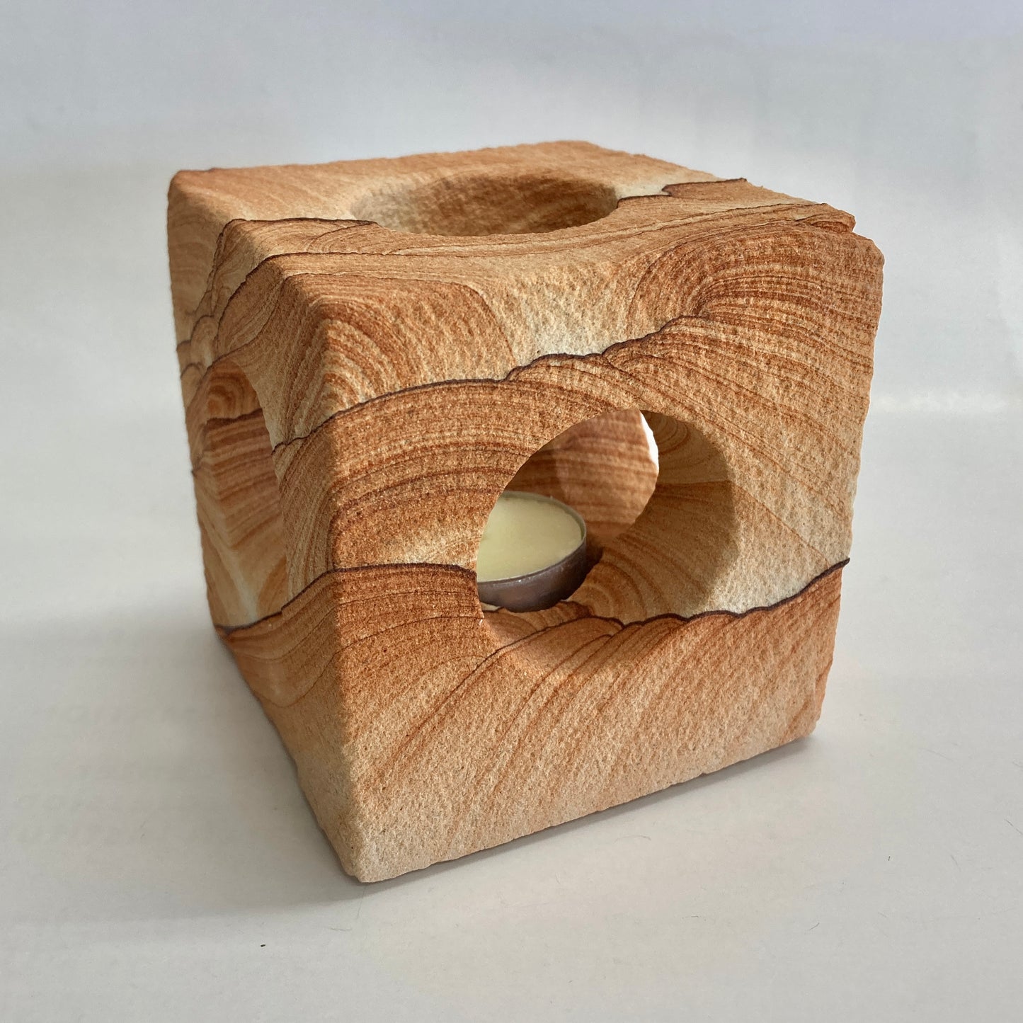 Sandstone Cube Candle Holder